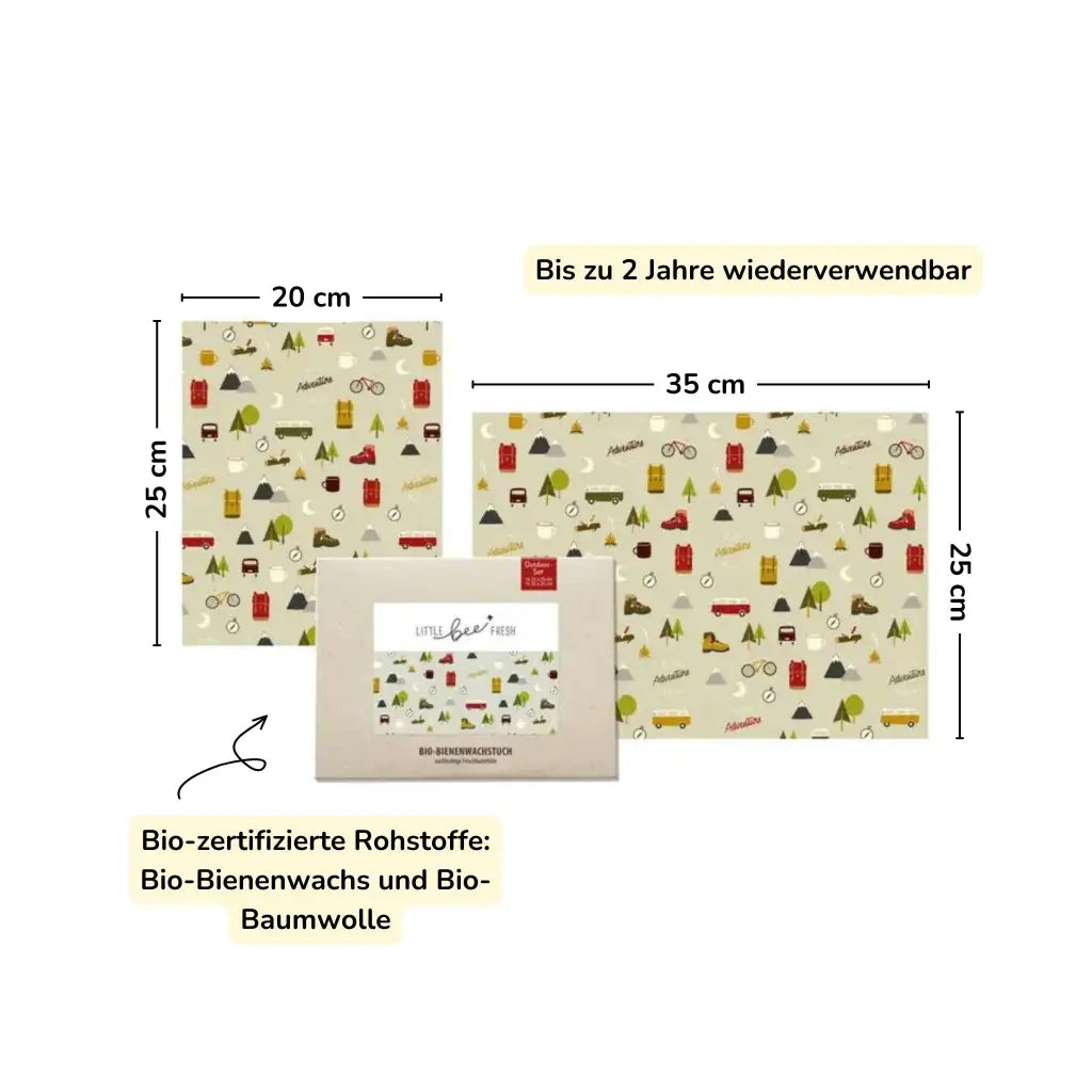 Bio-Bienenwachstücher 2er-Set ’Outdoor’